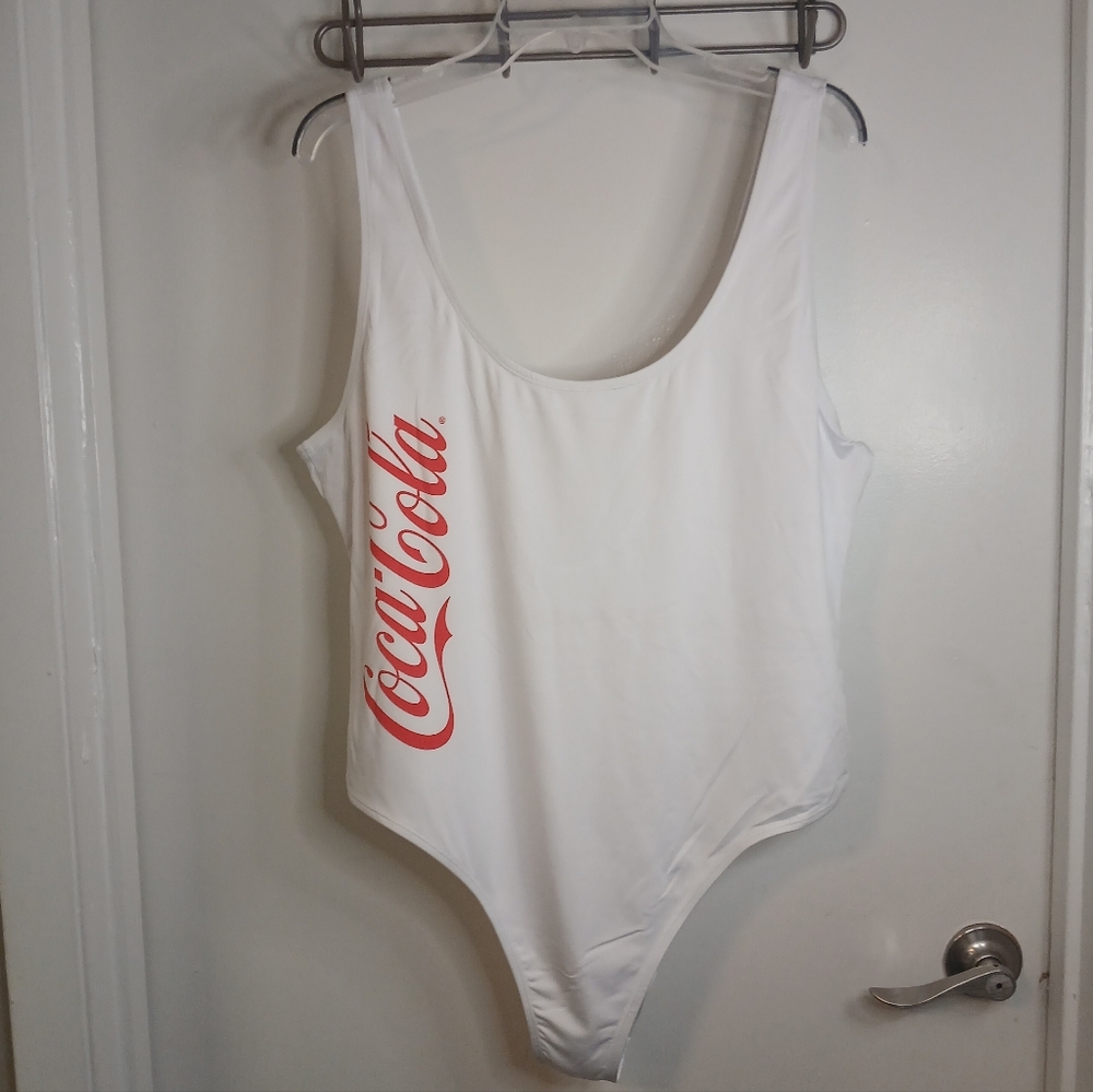 Coca Cola Vintage Style White & Red One Piece Tank Swimsuit 3X NWOT